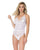 Stretch & Scallop Lace Crotchless Teddy - White