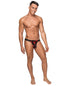 Kiss Me Stretch Mesh Micro Thong V - Black/Red