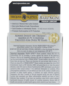 Trojan Supra Ultra-Thin Polyurethane Condoms - Box of 3