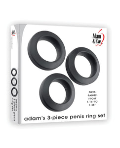 Adam & Eve Adam's 3 pc Penis Ring Set - Black | Lavish Sex Toys