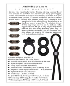Adam & Eve Adam's Deluxe Penis Ring Sampler - Black/Smoke