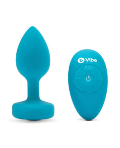 b-Vibe Remote Control Vibrating Jewel Plug (S/M) - Teal | Lavish Sex Toys