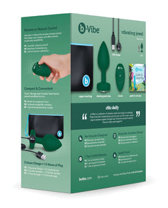 b-Vibe Remote Control Vibrating Jewel Plug (M/L) - Emerald Green | Lavish Sex Toys