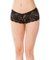 Low Rise Stretch Scallop Lace Booty Short - Black