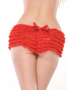Ruffle Shorts w/Back Bow Detail - Red