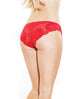 Low Rise Stretch Lace & Satin Panty - Red/Black