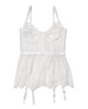 Lace & Powernet Underwire Cups Peplum Bustier - White