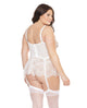 Lace & Powernet Underwire Cups Peplum Bustier - White