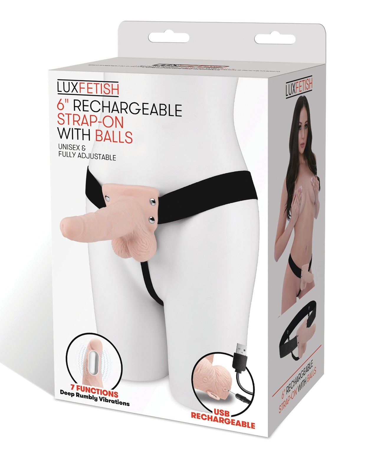 Lux Fetish 6" Rechargeable Strap On w/Balls - Ivory Lavish Sex Toys Lux Fetish 6" Rechargeable Strap On w/Balls - Ivory Lavish Sex Toys