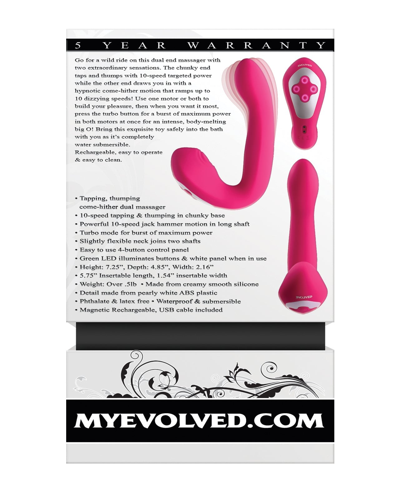 Evolved Buck Wild Come Hither Dual End Massager - Pink Lavish Sex Toys Evolved Buck Wild Come Hither Dual End Massager - Pink Lavish Sex Toys