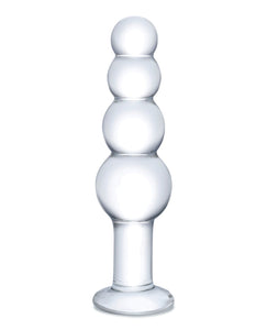 Glas 7.25" Glass Beaded Butt Plug - Clear | Lavish Sex Toys