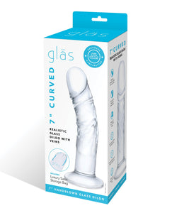 Glas 7" Realistic Curved Glass Dildo w/Veins - Clear | Lavish Sex Toys