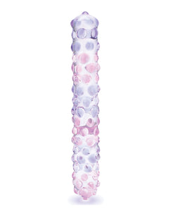 Glas 9" Purple Rose Nubby Glass Dildo - Purple/Pink | Lavish Sex Toys