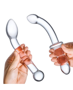 Glas 2 pc G-Spot Pleasure Glass Dildo Set - Clear