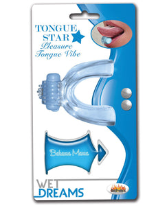 Wet Dreams Tongue Star Vibe - Blue w/10 ml Liquor Lube Pillow