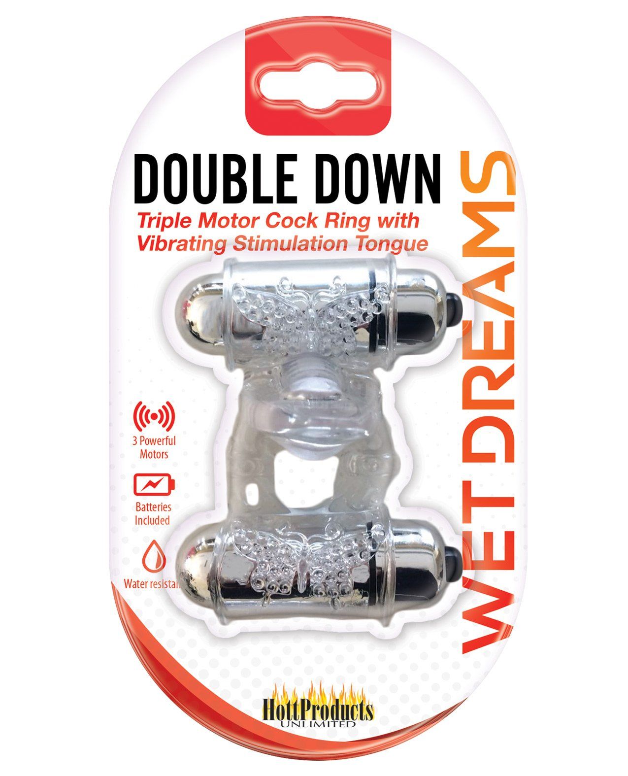 Wet Dreams Double Down Vibrating Cockring w/Bullet Wet Dreams Double Down Vibrating Cockring w/Bullet