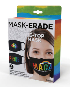Hott Products Mask-erade Masks - Pride/Gay Again/ Rainbow Kiss Pack of 3