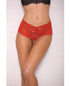 Lace & Pearl Boyshort w/Satin Bow Accents - Red
