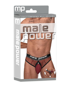 Cock Pit Fishnet Cock Ring Thong Red S/M