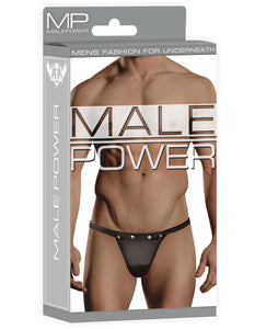 Male power rip off thong w/studs black
