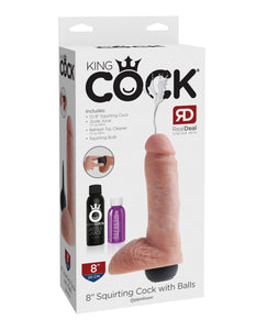 King Cock 8" Squirting Cock w/Balls - Flesh