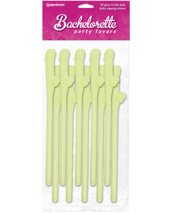 Bachelorette Party Favors Dicky Sipping Straws - Glow in the Dark Pack of 10 | description