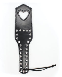 Plesur Cut-Out Heart w/Studs Paddle - Black | Lavish Sex Toys