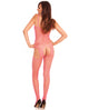 Rene Rofe Industrial Net Suspender Bodystocking Pink O/S