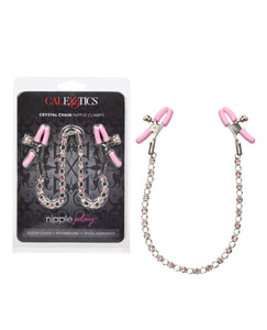 Nipple Play Crystal Chain Nipple Clamps - Pink | Lavish Sex Toys