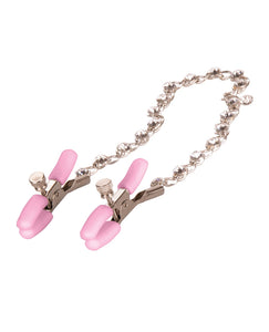 Nipple Play Crystal Chain Nipple Clamps - Pink | Lavish Sex Toys