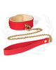 Spartacus Plush Lined PU Collar & Chained Leash - Red