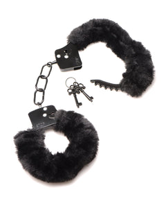 Master Series Cuffed in Fur Furry Handcuffs - Black | Lavish Sex Toys