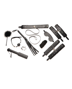 Master Series Hook Up 10 pc Plush Bondage Set - Black | Lavish Sex Toys